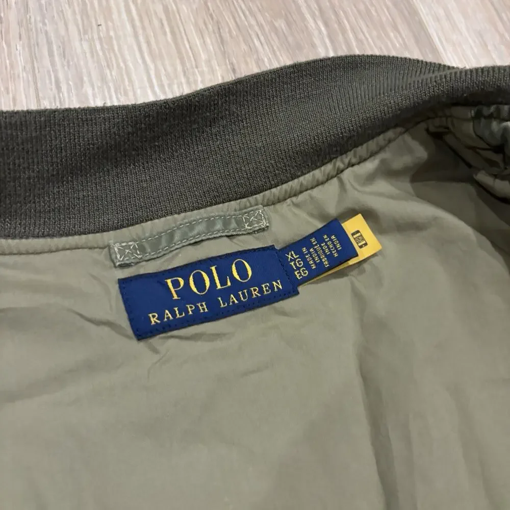 Authentic Polo Ralph Lauren Military Bomber Jacket Mens XL Peace Love USRL Green